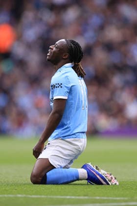 Football - Premier League - Manchester City v Arsenal 19th April 2026 - Premier League - Manchester City v Arsenal - Jeremy Doku of Manchester City - Photo: Simon Stacpoole Offside. Manchester UK Copyright: xSimonxStacpoolexOffside