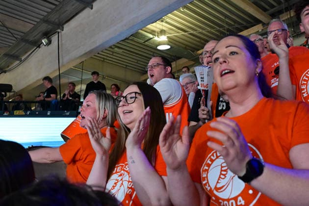 GER, 1. BBL, Veolia Towers Hamburg vs SC Rasta Vechta 19.04.2026,,GER, 1. BBL, Veolia Towers Hamburg vs SC Rasta Vechta, im Bild Feature Fans von Vechta