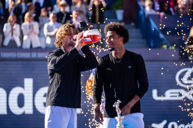 ATP, Tennis Herren 500 - Final of Barcelona Open Banc Sabadell in Barcelona, Spain, 19, April, 2026. Final of Barcelona Open Banc Sabadell match between Andrey Rublev (RUS) and Arthur Fils (FRA) in Reial Club de Tennis Barcelona, Barcelona, Spain, on April 19, 2026. Andrey Rublev (RUS) and Arthur Fils (FRA). Barcelona Reial Club de Tennis Barcelona Barcelona Spain