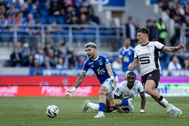 FOOTBALL : Racing de Strasbourg - Stade Rennes F. C - Ligue 1 - Stade de la Meinau - 19 04 2026 Julio Enciso 19 Racing de Strasbourg  Copyright: xelyxandroxcegarrax