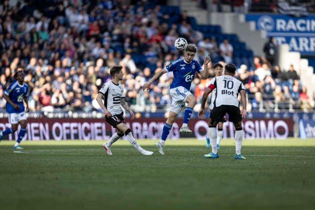 FOOTBALL : Racing de Strasbourg - Stade Rennes F. C - Ligue 1 - Stade de la Meinau - 19 04 2026 Samir El Mourabet 29 Racing de Strasbourg  Copyright: xelyxandroxcegarrax