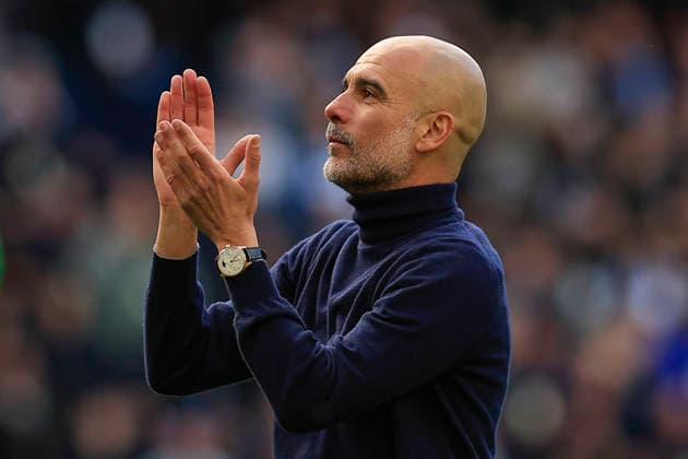 Manchester City v Arsenal, Premier League Pep Guardiola the Manchester City manager celebrates the 2-1 victory at the end of the Premier League match between Manchester City and Arsenal at the Etihad Stadium, Manchester, UK on 19 April 2026. Manchester Etihad Stadium Manchester UK Editorial use only DataCo restrictions apply See www.football-dataco.com , Copyright: xConorxMolloyx PSI-24102-0093