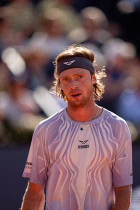 ATP, Tennis Herren 500 - Final of Barcelona Open Banc Sabadell in Barcelona, Spain, 19, April, 2026. Final of Barcelona Open Banc Sabadell match between Andrey Rublev (RUS) and Arthur Fils (FRA) in Reial Club de Tennis Barcelona, Barcelona, Spain, on April 19, 2026. Andrey Rublev (RUS). Barcelona Reial Club de Tennis Barcelona Barcelona Spain