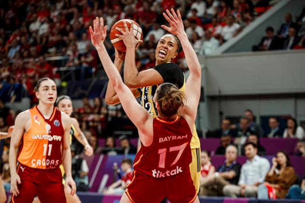 ESP: Galatasaray Cagdas Faktoring v Fenerbahce Opet. Final game Euroleague Women Final Six 2026 Iliana Rupert and Elif Bayram during the Euroleague Women final game between Galatasaray Cagdas Faktoring and Fenerbahce Opet played at Principe Felipe Arena on April 19, 2026 in Zaragoza, Spain. Zaragoza Spain Basketball Copyright: xDanielxMarzo AgenciaxLOFx