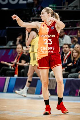 ESP: Galatasaray Cagdas Faktoring v Fenerbahce Opet. Final game Euroleague Women Final Six 2026 Marine Johannes during the Euroleague Women final game between Galatasaray Cagdas Faktoring and Fenerbahce Opet played at Principe Felipe Arena on April 19, 2026 in Zaragoza, Spain. Zaragoza Spain Basketball Copyright: xDanielxMarzo AgenciaxLOFx