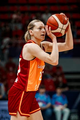ESP: Galatasaray Cagdas Faktoring v Fenerbahce Opet. Final game Euroleague Women Final Six 2026 Marine Johannes during the Euroleague Women final game between Galatasaray Cagdas Faktoring and Fenerbahce Opet played at Principe Felipe Arena on April 19, 2026 in Zaragoza, Spain. Zaragoza Spain Basketball Copyright: xDanielxMarzo AgenciaxLOFx