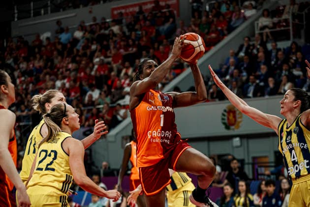 ESP: Galatasaray Cagdas Faktoring v Fenerbahce Opet. Final game Euroleague Women Final Six 2026 Elizabeth Williams during the Euroleague Women final game between Galatasaray Cagdas Faktoring and Fenerbahce Opet played at Principe Felipe Arena on April 19, 2026 in Zaragoza, Spain. Zaragoza Spain Basketball Copyright: xDanielxMarzo AgenciaxLOFx