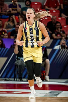 ESP: Galatasaray Cagdas Faktoring v Fenerbahce Opet. Final game Euroleague Women Final Six 2026 Julie Allemand during the Euroleague Women final game between Galatasaray Cagdas Faktoring and Fenerbahce Opet played at Principe Felipe Arena on April 19, 2026 in Zaragoza, Spain. Zaragoza Spain Basketball Copyright: xDanielxMarzo AgenciaxLOFx