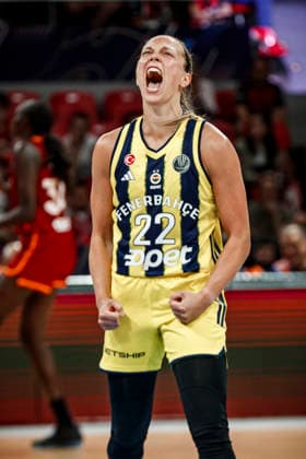 ESP: Galatasaray Cagdas Faktoring v Fenerbahce Opet. Final game Euroleague Women Final Six 2026 Julie Allemand during the Euroleague Women final game between Galatasaray Cagdas Faktoring and Fenerbahce Opet played at Principe Felipe Arena on April 19, 2026 in Zaragoza, Spain. Zaragoza Spain Basketball Copyright: xDanielxMarzo AgenciaxLOFx