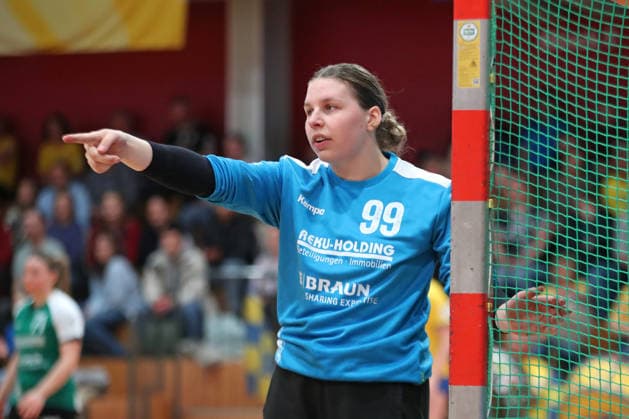Handball, 2. Alsco HBF: HC Leipzig - SG 09 Kirchhof; 19.04.2026 Torwart Lena Schmid (99, SG 09 Kirchhof). 2. Alsco Handball Bundesliga Frauen, HBF, Saison 2025 2026, 24. Spieltag: HC Leipzig vs. SG 09 Kirchhof am 19.04.2026 in der Sporthalle Brüderstraße Leipzig. Copyright: xBEAUTIFULxSPORTS JanxKaeferx