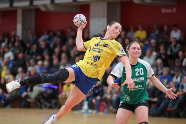Handball, 2. Alsco HBF: HC Leipzig - SG 09 Kirchhof; 19.04.2026 Lara Seidel (3, HC Leipzig) beim Wurf. 2. Alsco Handball Bundesliga Frauen, HBF, Saison 2025 2026, 24. Spieltag: HC Leipzig vs. SG 09 Kirchhof am 19.04.2026 in der Sporthalle Brüderstraße Leipzig. Copyright: xBEAUTIFULxSPORTS JanxKaeferx