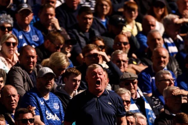 Everton v Liverpool 19 April 2026, Liverpool - Premier League Football - Everton v Liverpool - Everton fans react - Photo: Jacques Feeney Offside. Liverpool UK Copyright: xJacquesxFeeneyx xOffsidexOffside
