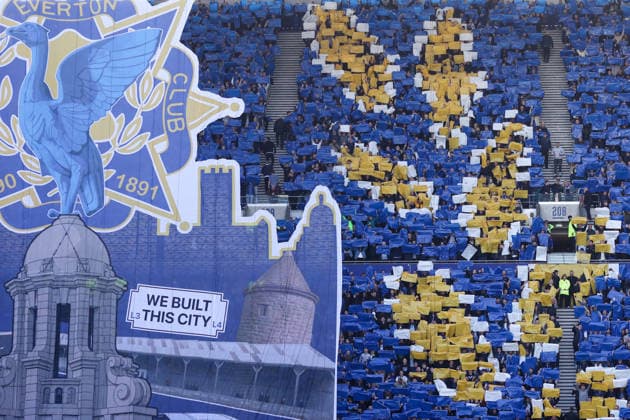 Everton v Liverpool 19 April 2026, Liverpool - Premier League Football - Everton v Liverpool - The Everton Tifo is displayed - Photo: Jacques Feeney Offside. Liverpool UK Copyright: xJacquesxFeeneyx xOffsidexOffside