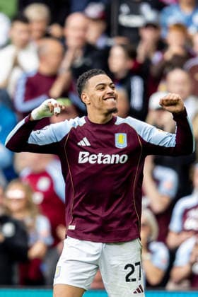 Aston Villa v Sunderland, Premier League GOAL scores 3-1 Aston Villa midfielder Morgan Rogers (27) scores and celebrates during the Premier League match between Aston Villa and Sunderland at Villa Park, Birmingham, UK on 19 April 2026. Birmingham Villa Park West Midlands UK Editorial use only DataCo restrictions apply See www.football-dataco.com , Copyright: xManjitxNarotrax PSI-24107-0072