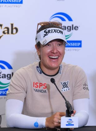 April 19, 2026, Tarzana, California, USA: Hannah Green during a press conference, PK, Pressekonferenz after winning the 2026 JM Eagle Championship Los Angeles at the Caballero Country Club in Tarzana, California on Sunday April 19, 2026. JAVIER ROJAS PI JM Eagle Championship - Press Conference  - ZUMAp124 20260419_zaa_p124_046 Copyright: xJavierxRojasx