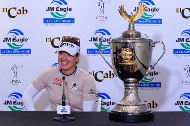 April 19, 2026, Tarzana, California, USA: Hannah Green during a press conference, PK, Pressekonferenz after winning the 2026 JM Eagle Championship Los Angeles at the Caballero Country Club in Tarzana, California on Sunday April 19, 2026. JAVIER ROJAS PI JM Eagle Championship - Press Conference  - ZUMAp124 20260419_zaa_p124_049 Copyright: xJavierxRojasx
