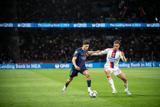 French League One Soccer Match Between OSG And OL PSG s Achraf Hakimi during the French League One soccer match between Paris Saint-Germain and Olympique Lyon in Paris, France, Sunday, April 19, 2026. Photo by Eliot Blondet ABACAPRESS.COM Paris France France  Copyright: xBlondetxEliot ABACAx