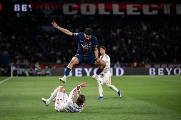 French League One Soccer Match Between OSG And OL PSG s Achraf Hakimi during the French League One soccer match between Paris Saint-Germain and Olympique Lyon in Paris, France, Sunday, April 19, 2026. Photo by Eliot Blondet ABACAPRESS.COM Paris France France  Copyright: xBlondetxEliot ABACAx