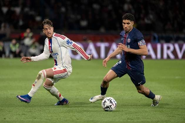 French League One Soccer Match Between OSG And OL PSG s Achraf Hakimi during the French League One soccer match between Paris Saint-Germain and Olympique Lyon in Paris, France, Sunday, April 19, 2026. Photo by Eliot Blondet ABACAPRESS.COM Paris France France  Copyright: xBlondetxEliot ABACAx