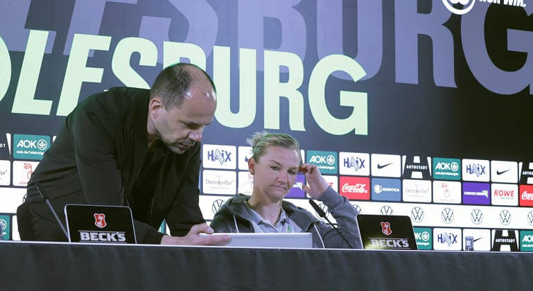 Fussball, Frauen, Saison 2025 2026, 1.Liga, Google Frauen-Bundesliga, VfL Wolfsburg , Pressekonferenz mit Alexandra Popp (VfL Wolfsburg) DFL REGULATIONS PROHIBIT ANY USE OF PHOTOGRAPHS AS IMAGE SEQUENCES AND OR QUASI-VIDEO.
