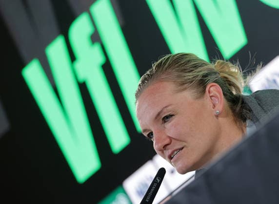 Fussball, Frauen, Saison 2025 2026, 1.Liga, Google Frauen-Bundesliga, VfL Wolfsburg , Pressekonferenz mit Alexandra Popp (VfL Wolfsburg) DFL REGULATIONS PROHIBIT ANY USE OF PHOTOGRAPHS AS IMAGE SEQUENCES AND OR QUASI-VIDEO.