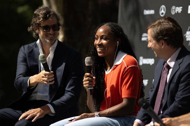 Presentation Of The Mutua Madrid Open 2026, Cori Dionne Coco Gauff, an American tennis player, speaks during the presentation of the Mutua Madrid Open 2026, which is scheduled to take place at La Caja Magica in Madrid, Spain, on April 20 2026. Madrid Spain  Copyright: xDavidxCanalesx originalFilename:canalescarvajal-presenta260420_npGIu.jpg