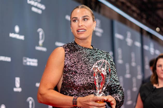 20.04.2026, Laureus Awards 2026 in Madrid - Day 2 Aryna Sabalenka and the Laureus Award Trophy *** 20 04 2026, Laureus Awards 2026 in Madrid Day 2 Aryna Sabalenka and the Laureus Award Trophy Copyright: xBahhoxKarax