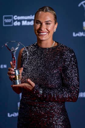 Laureus World Awards 2026 MADRID, SPAIN - APRIL 20: Aryna Sabalenka attends the photo call after been awarded as Sportswoman of the Year at the 2026 Laureus World Sport Awards at Palacio De Cibeles on April 20, 2026 in Madrid, Spain. Madrid Palacio de Cibeles Madrid Spain Copyright: xAlbertoxGardinx AGardin_20260420_Laureus_1749