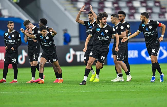 Fußball, Gulf Club CL, Al-Shabab - Zakho SC Zakho vs Al-Shabab AGCFF Gulf Club Champions League Semi-Final Players of Al-Shabab players celebrate their penalty shoot-out victory during the AGCFF Gulf Club Champions League Semi-Final football match between IraqÕs Zakho and Saudi ArabiaÕs Al-Shabab at Khalifa International Stadium in Doha, Qatar, on April 19, 2026. DOHA Qatar Copyright: xNOUSHADx