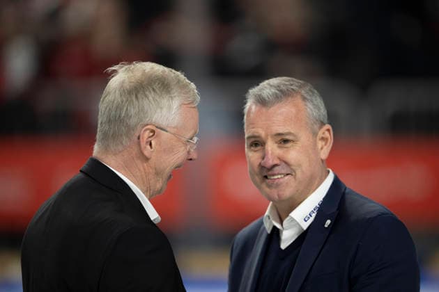 PENNY DEL 1 - Playoff Halbfinale - Kölner Haie - Eisbären Berlin; Köln, 20.04.2026 Kari Jalonen (Kölner Haie, Head Coach); Serge Aubin (Eisbären Berlin, Head Coach); PENNY DEL 1 - Playoff Halbfinale - Kölner Haie - Eisbären Berlin am 20.04.2026 in der Lanxess Arena in Köln (Deutschland). *** PENNY DEL 1 Playoff Semifinal Kölner Haie Eisbären Berlin Cologne, 20 04 2026 Kari Jalonen Kölner Haie, Head Coach Serge Aubin Eisbären Berlin, Head Coach PENNY DEL 1 Playoff Semifinal Kölner Haie Eisbären Berlin on 20 04 2026 at the Lanxess Arena in Cologne Germany Copyright: xBEAUTIFULxSPORTS AndreasxDickx