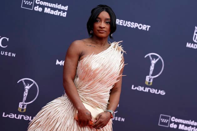 Simone Biles attends the red carpet during 2026 Laureus World Awards. April 20,2026. (202604201219)