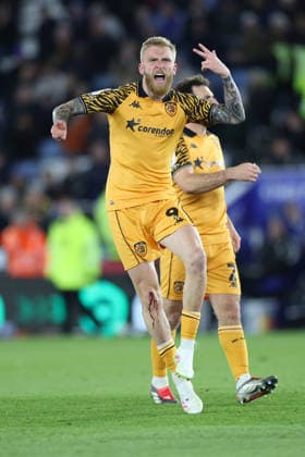Leicester City v Hull City Sky Bet Championship Oliver McBurnie of Hull City celebrates scoring the second goal during the Sky Bet Championship match at the King Power Stadium, Leicester 21 04 2026 UK Newspapers OUT Copyright: xAndyxSumnerx FIL-23317-0237