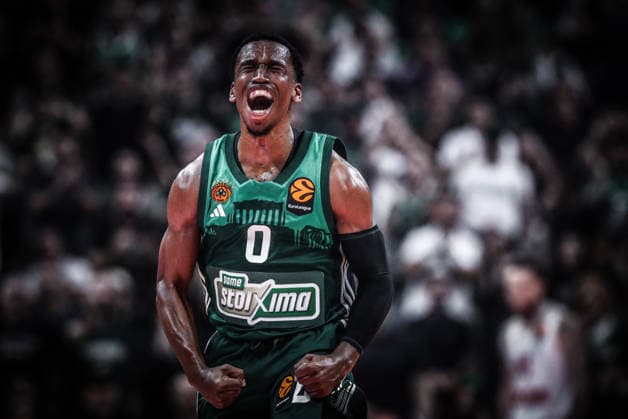 EuroLeague Basketball, Panathinaikos AKTOR Athens vs AS Monaco - T.J. Shorts, 0 of Panathinaikos AKTOR Athens celebrates during the Euroleague Play-in A basketball match between Panathinaikos AKTOR Athens and AS Monaco at Telekom Center Athens on April 21 2026 in Athens, Greece. ATHENS Greece Copyright: xOnexInchxProductionsx 6942525