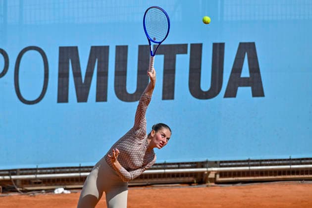 April 22, 2026, Madrid, Madrid, Spain: MARTA HOSTUYK of Ukraine Training during the Mutua Madrid Open 2026, ATP, Tennis Herren Masters 1000 and WTA, Tennis Damen 1000 tennis tournament, celebrated at Caja Magica on April 22, 2026 in Madrid, Spain. Madrid Spain - ZUMAc312 20260422_zsp_c312_206 Copyright: xOscarxManuelxSanchezx