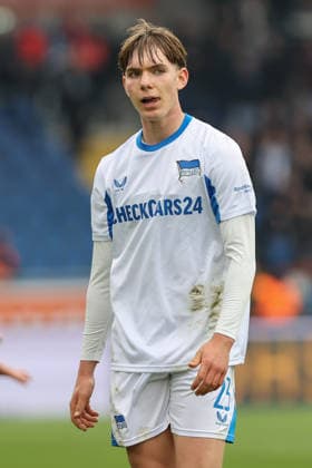 19.04.2025, xtgx, Fussball 2. Bundesliga, Eintracht Braunschweig - Hertha BSC Berlin v.l. Kennet Eichhorn (Hertha, 23) (DFL DFB REGULATIONS PROHIBIT ANY USE OF PHOTOGRAPHS as IMAGE SEQUENCES and or QUASI-VIDEO) Braunschweig *** 19 04 2025, xtgx, Soccer 2 Bundesliga, Eintracht Braunschweig Hertha BSC Berlin v l Kennet Eichhorn Hertha, 23 DFL DFB REGULATIONS PROHIBIT ANY USE OF PHOTOGRAPHS as IMAGE SEQUENCES and or QUASI VIDEO Braunschweig