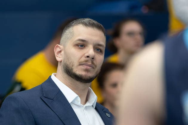 Dan Mihai Ioan (CSO, Head Coach), CSO Voluntari vs. Dziki Warszawa, European North Basketball League, Final Four, Halbfinale 2025 26, Rumänien, Polen, 22.04.2026. Weissenfels Stadthalle Sachsen-Anhalt Deutschland