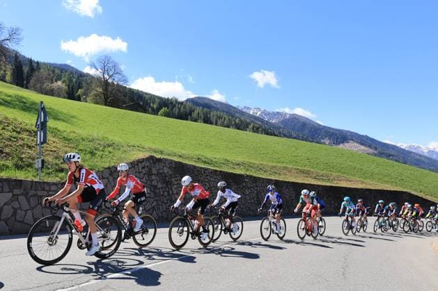 TOUR DES ALPES 2026 - UCI Cycling Race Tour of the Alps Pierre Teyssot MAXPPP ; TOUR DES ALPES 2026 - UCI Cycling Race Tour of the Alps. Laces, Italy on April 22, 2026. Stage 3, Laces - Arco (174,5 Km) Cyclists on the roads of the Dolomites Pierre Teyssot Maxppp Laces Alto Adige Italy  Copyright: xMAXPPPxPierrexTeyssotx TEY61885 TEY61885