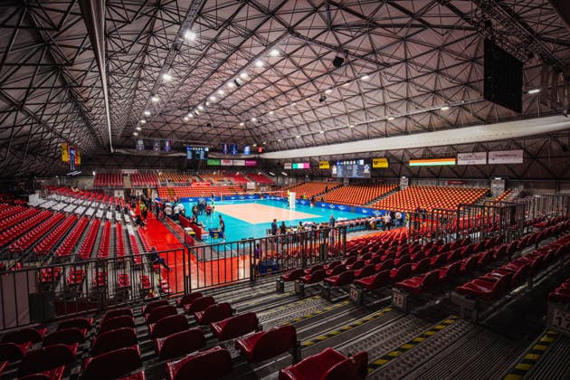 Volleyball Herren CEV Cup 2026 Finale Gas Sales Bluenergy Piacenza vs. SVG Lüneburg 21.04.2026 Die Pala Banca Piacenza vor dem CEV Cup Finale