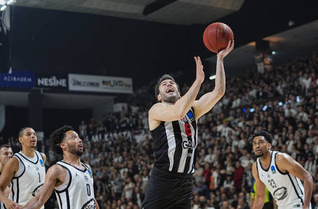 Besiktas GAIN - Cosea JL Bourg ISTANBUL, TURKIYE - APRIL 22: Berk Ugurlu of Besiktas GAIN in action during the BKT EuroCup Week 17 basketball match between Besiktas GAIN and Cosea JL Bourg at the Besiktas GAIN Sports Complex in Istanbul, Turkiye on April 22, 2026. Esra Bilgin Anadolu Istanbul Turkey. Editorial use only. Please get in touch for any other usage.  Copyright: x2026xAnadoluxEsraxBilginx