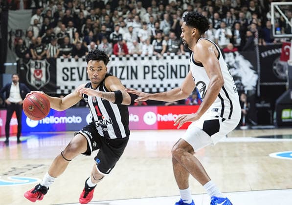 Besiktas GAIN - Cosea JL Bourg ISTANBUL, TURKIYE - APRIL 22: Devon Dotson (1) of Besiktas GAIN and Ricardo Lindo (23) of Cosea JL Bourg in action during the BKT EuroCup Week 17 basketball match between Besiktas GAIN and Cosea JL Bourg at the Besiktas GAIN Sports Complex in Istanbul, Turkiye on April 22, 2026. Esra Bilgin Anadolu Istanbul Turkey. Editorial use only. Please get in touch for any other usage.  Copyright: x2026xAnadoluxEsraxBilginx