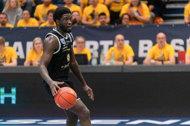 Khyri Thomas (Syntainics MBC, 00) GER, Syntainics MBC vs. Manchester Basketball Club, Basketball, European North Basketball League, Halbinale, Saison 2025 2026, 22.04.2026 GER, Syntainics MBC vs. Manchester Basketball Club, Basketball, European North Basketball League, Halbinale, Saison 2025 2026, 22.04.2026 Weissenfels Copyright: xEibner-Pressefoto PiaxSchindlerx EP_PSR
