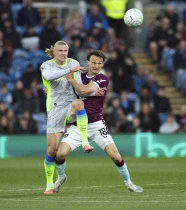 Burnley v Manchester City, FA Premier League 22.04.26 Burnley v Manchester City, FA Premier League Bradley Ormesher The Times Erling Haaland of Manchester City and Hjalmar Ekdal of Burnley  Copyright: xBradleyxOrmesherx NINTCHDBPICT001075438264