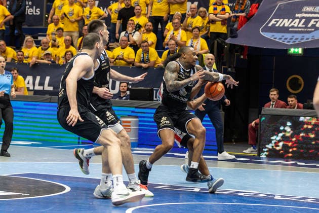 GER, ENBL VIMODROM Final 4, Halbfinale 2, SYNTAINICS MBC - Manchester Basketball. 22.04.2026, Stadthalle, Weißenfels, GER, ENBL VIMODROM Final 4, Halbfinale 2, SYNTAINICS MBC - Manchester Basketball. Charles Callison (Syntainics MBC, 23) Â Foto Alexander Trienitz Weißenfels Stadthalle Sachsen-Anhalt Deutschland