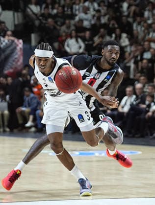 Besiktas GAIN v Cosea JL Bourg - BKT EuroCup Final ISTANBUL, TURKIYE - APRIL 22: Jonah Mathews (0) of Besiktas in action against Assemian Moulare (3) of Cosea JL Bourg during the BKT EuroCup Final Game 1 match between Besiktas GAIN and Cosea JL Bourg at Besiktas GAIN Complex on April 22, 2026 in Istanbul, Turkiye. Esra Bilgin Anadolu Istanbul Turkey. Editorial use only. Please get in touch for any other usage.  Copyright: x2026xAnadoluxEsraxBilginx