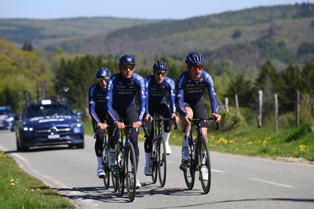 Liege Bastogne Liege 2026 Cycling Race Media Activities 23 04 2026 LIEGE, BELGIUM - APRIL 23 : riders of team Pinarello Q36.5 Pro Cycling Team during a training and reconnaissance session ahead of the 112th edition of Liege Bastogne Liege an UCI World Tour 1.UWT one day cycling road race for Men Elite of 260 km with start in Liege and finish in Liege on April 23, 2026 in Liege, Belgium, 23 04 2026 ( Motordriver Guy De Vuyst - Liege Belgium  Copyright: xVincentxKalutx