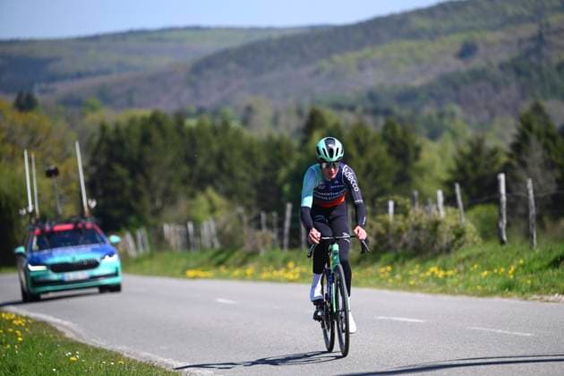 Liege Bastogne Liege 2026 Cycling Race Media Activities 23 04 2026 LIEGE, BELGIUM - APRIL 23 : Lapeira Paul (FRA) of Decathlon CMA CGM Team riding during a training and reconnaissance session ahead of the 112th edition of Liege Bastogne Liege an UCI World Tour 1.UWT one day cycling road race for Men Elite of 260 km with start in Liege and finish in Liege on April 23, 2026 in Liege, Belgium, 23 04 2026 ( Motordriver Guy De Vuyst - Liege Belgium  Copyright: xVincentxKalutx