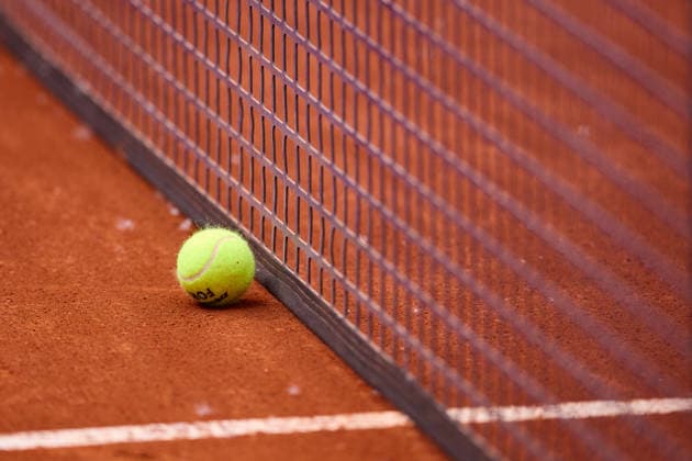 Mutua Madrid Open - Day Four A detail view of the ball during the Belinda Bencic of Switzerland serves against Petra Marcinko of Croatia during the GirlÕs Singles match on day four of the Mutua Madrid Open at Caja Magica on April 23, 2026, in Madrid, Spain. Madrid Caja Magica Madrid Spain RL_MMO2K26_000642 Copyright: xRicardoxLarreinax