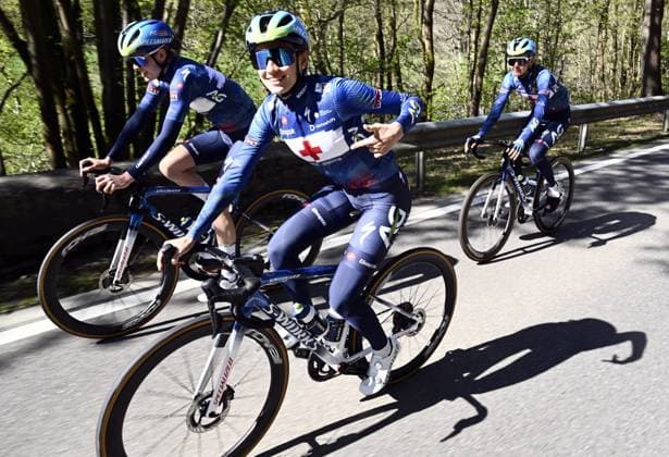 a training and track reconnaissance session, in La Gleize, ahead of the Liege-Bastogne-Liege one day cycling race, on Thursday 23 April 2026. ERICxLALMAND  x171744750x