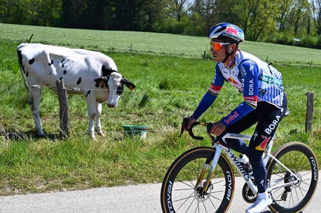 Liege Bastogne Liege 2026 Cycling Race Media Activities 23 04 2026 LIEGE, BELGIUM - APRIL 23 : Evenepoel Remco (BEL) of Red Bull BORA Hansgrohe riding during a training and reconnaissance session ahead of the 112th edition of Liege Bastogne Liege an UCI World Tour 1.UWT one day cycling road race for Men Elite of 260 km with start in Liege and finish in Liege on April 23, 2026 in Liege, Belgium, 23 04 2026 ( Motordriver Guy De Vuyst - Liege Belgium  Copyright: xVincentxKalutx