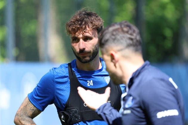 23.04.2026, xrekx, Fussball 2.Bundesliga, Karlsruher SC - Training v.l. Fabian Schleusener (Karlsruher SC) (DFL DFB REGULATIONS PROHIBIT ANY USE OF PHOTOGRAPHS as IMAGE SEQUENCES and or QUASI-VIDEO) Karlsruhe